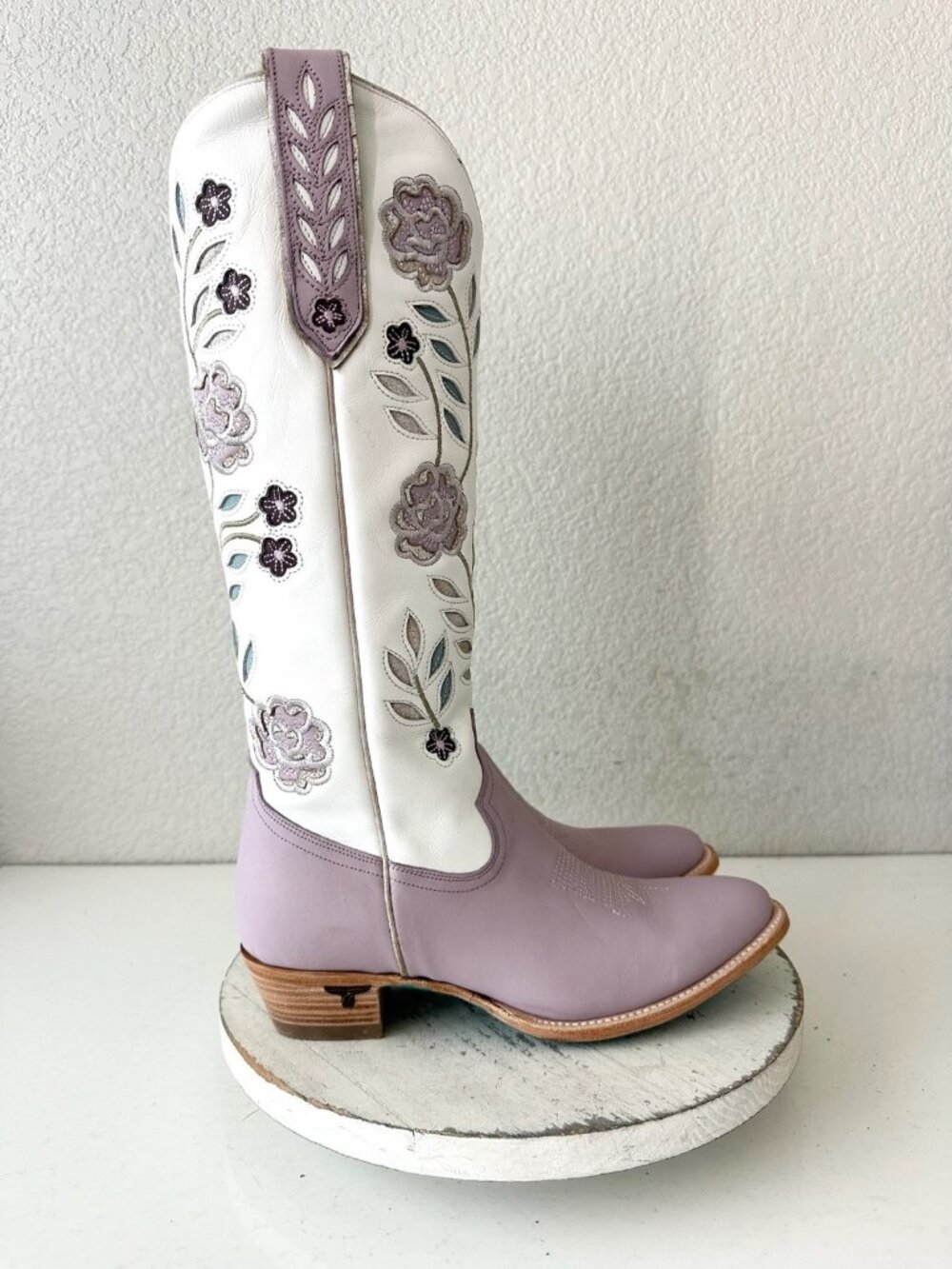Lane KENZIE Knee High Womens Cowboy Boots Purple White Western Cowgirl Tall 9.5 - Picture 2 of 12